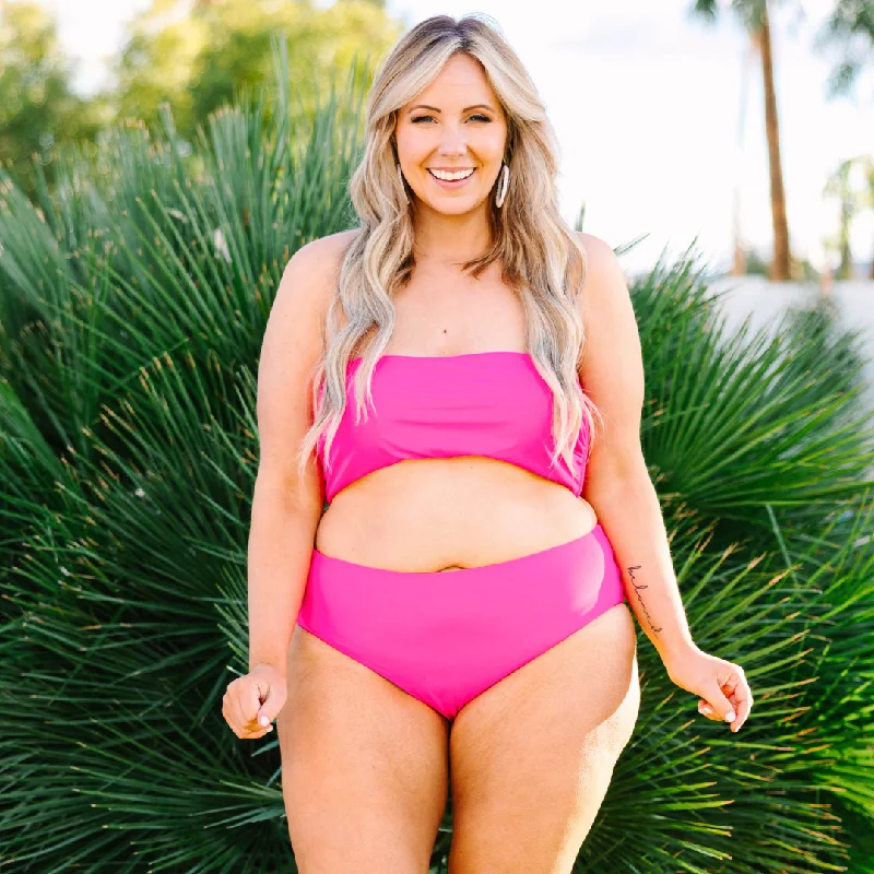 Beach Boo Swim Bottom, Pink Trendy Women's Oversized