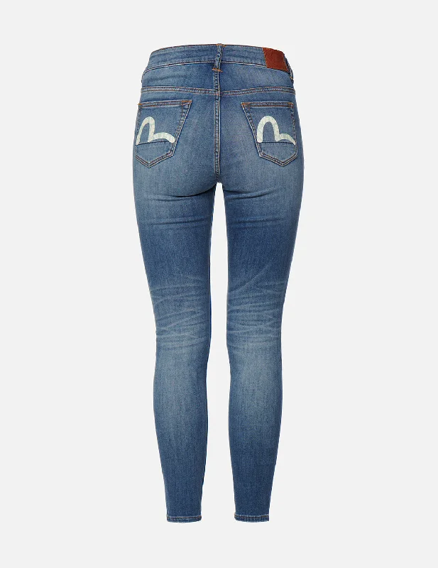 Logo-pattern Seagull Print Skinny Jeans Edgy Women's Punk