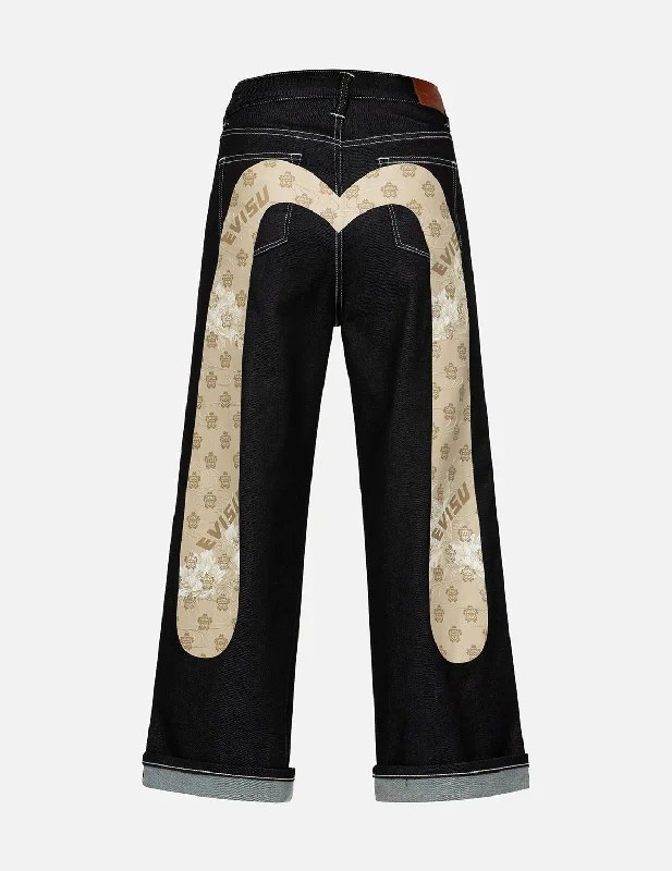 Kamon Jacquard Daicock Print Wide Leg Jeans Relaxed Women's Beachy