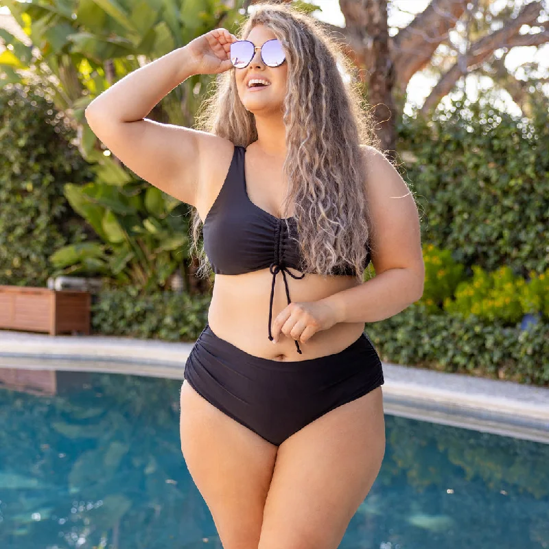 Talk To The Sand Swim Top, Black Bold Women's Statement
