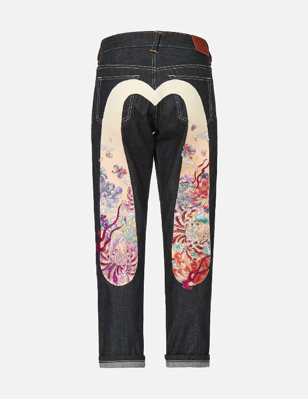 Gradated Floral Motif Embroidered Daicock Boyfriend Jeans Luxurious Women's High - end Gradated Floral Motif Embroidered Daicock Boyfriend Jeans Luxurious Women's High - end