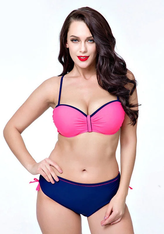 Luna Pink Mid Waist Bikini Modern Women's 
