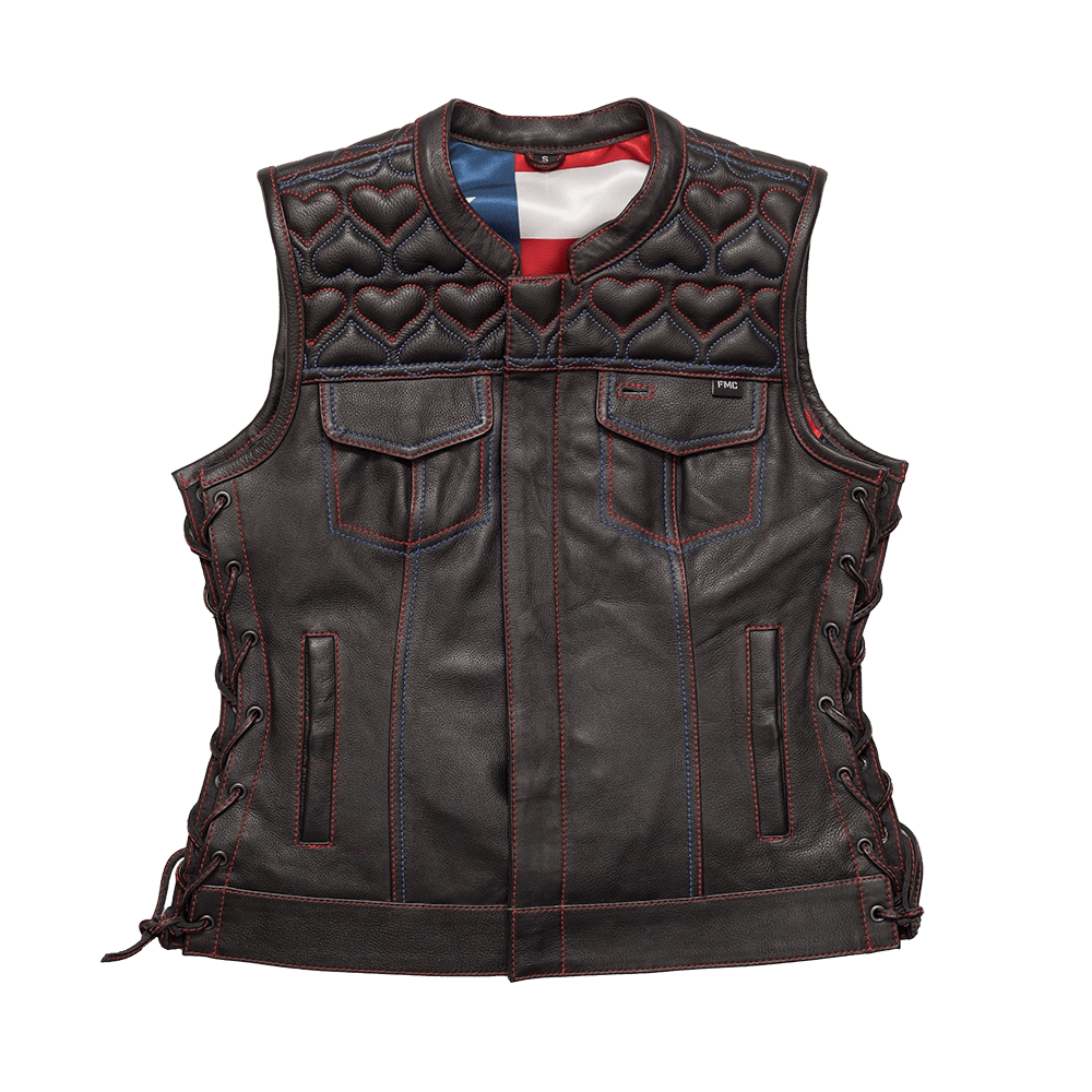 Rosie Women’s Motorcycle Leather Vest Classic Women's Tweed