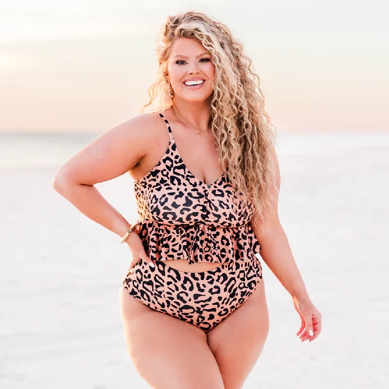 All Summer Long Swim Bottom, Leopard Sleek Women's Metallic