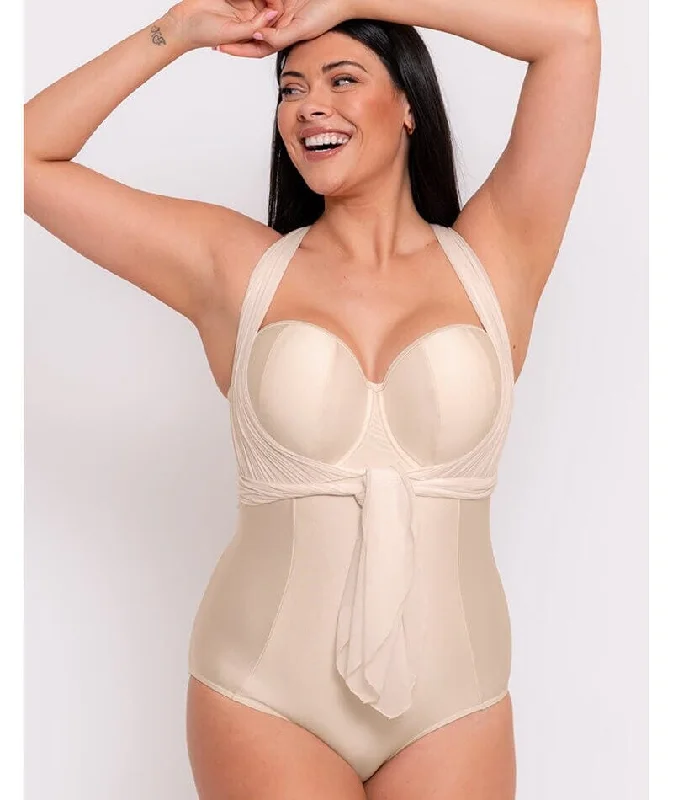 Curvy Kate Wrapsody Bandeau Swimsuit - Oyster Vintage Women's 1970S 