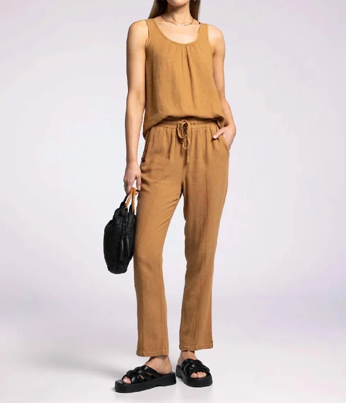 Odie Pants In Golden Brown Youthful Women's Anime - inspired