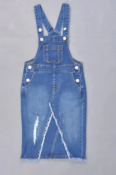 GIRLS Distressed Denim Overalls (Indigo) Cool Women's Distressed