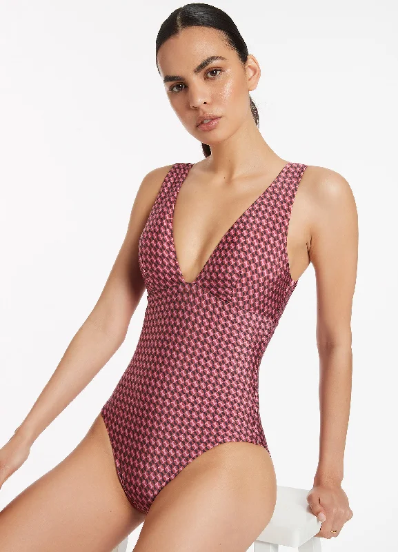 Lalita Plunge Multi Fit One Piece - Orchid Preppy Women's College