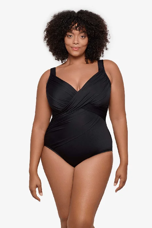 Plus Size Rock Solid Revele One Piece Swimsuit Laid - back Women's Style