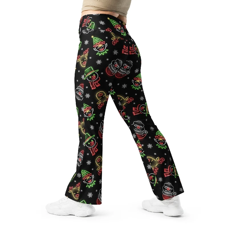 Neon Christmas Flare Leggings Dynamic Women's High - energy