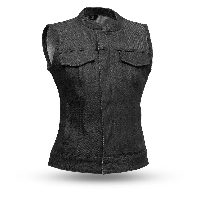 Ludlow Women's Motorcycle Denim Vest Monochromatic Office Style