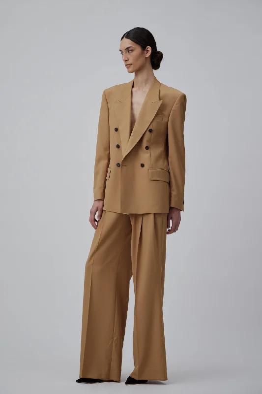 LOSSE FIT WOOL PANTS IN MACCHIATO Unique Women's Upcycled