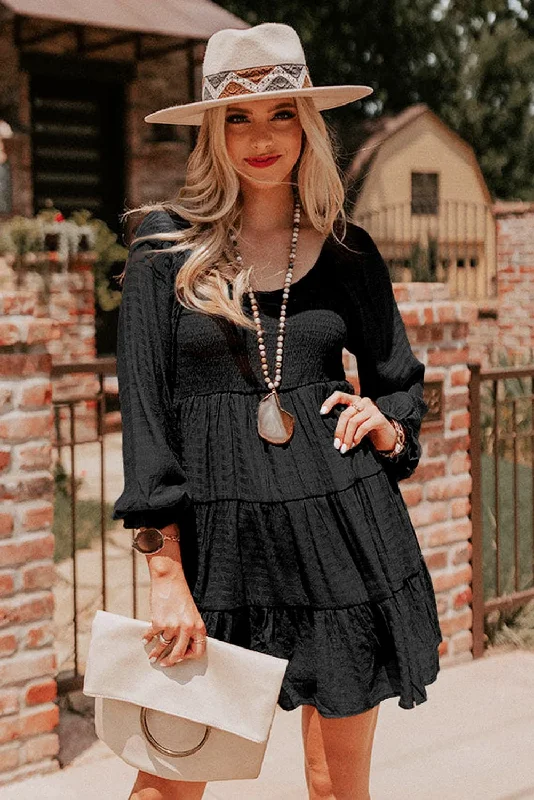 Round Neck Long Sleeve Mini Dress Bohemian Women's Free