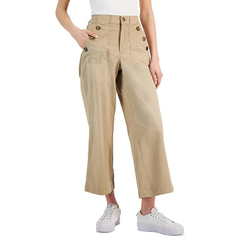 Womens High Rise Khaki Wide Leg Pants Traditional Women's 