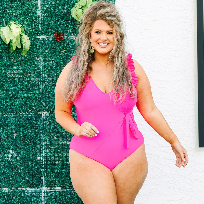 Beach Bliss Swimsuit, Pink Stylish Women's Tropical 