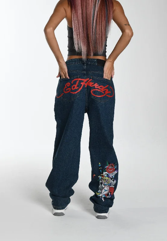 Womens Only Live Once Relaxed Denim Trousers Jeans - Indigo Rugged Women's Outdoor 