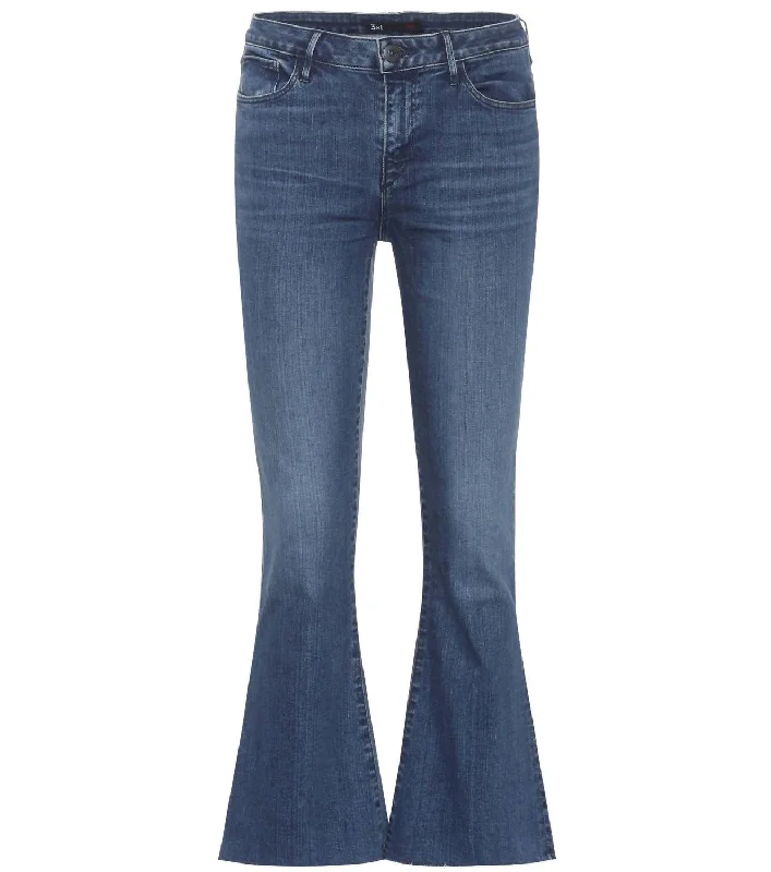 Women's W25 Midway Extreme Cropped Jeans Fringed Edges Denim Pants In Blue Feminine Women's Soft 