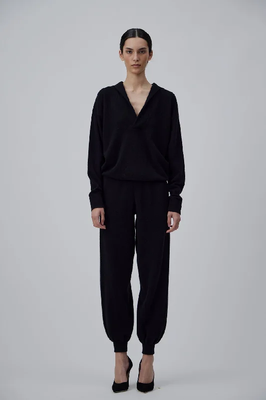 CASHMERE JOGGER PANTS IN GLOSSY BLACK Hip Women's Urban