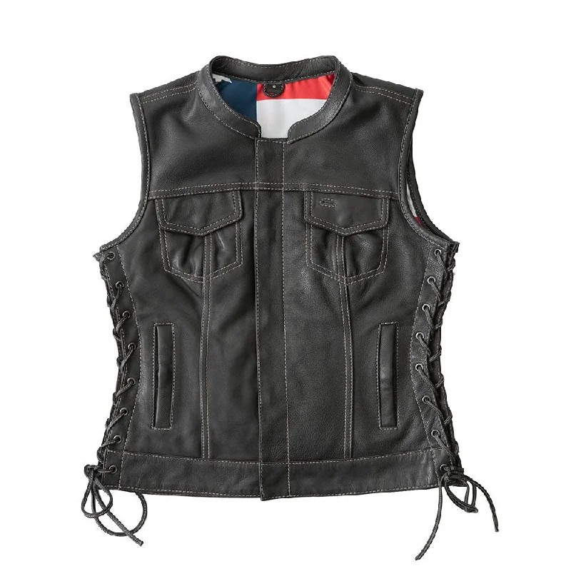 Liberty Women's Club Style Motorcycle Leather Vest - Limited Edition Sporty Women's Tennis Liberty Women's Club Style Motorcycle Leather Vest - Limited Edition Sporty Women's Tennis