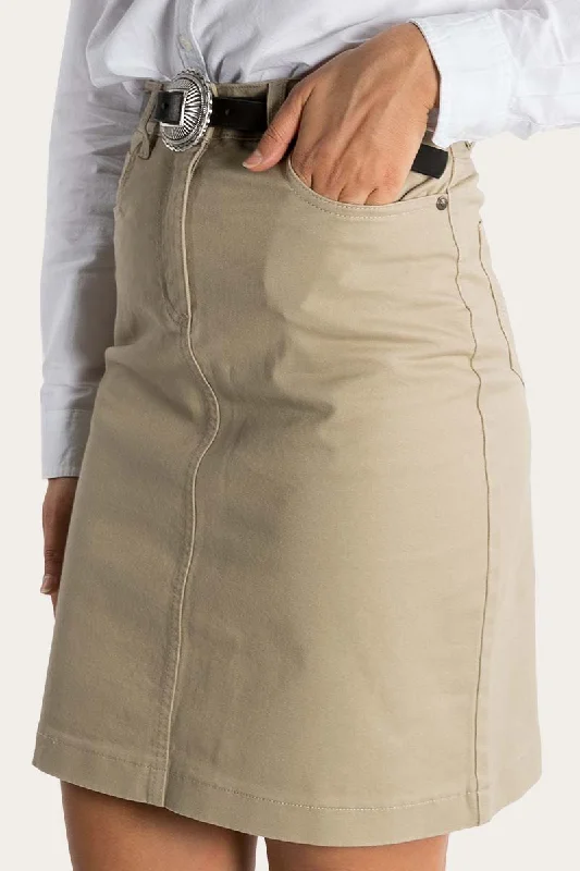 Maree Womens 5 Pockets Stretch Drill Skirt - Khaki Dapper Women's 1920S