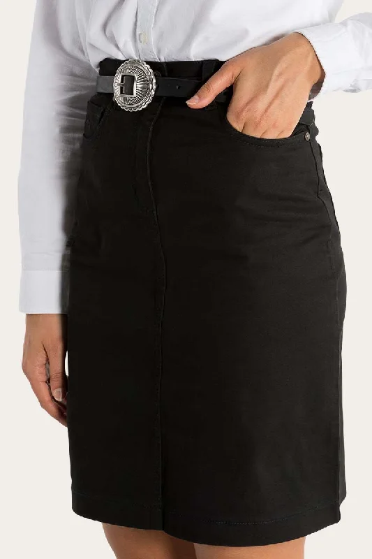 Maree Womens 5 Pockets Stretch Drill Skirt - Black Earthy Women's 