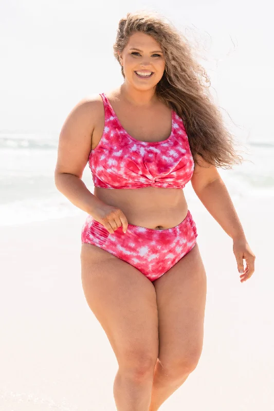 Love Don't Cost A Thing Swim Top, Tie Dye Pink Refined Women's Velvet