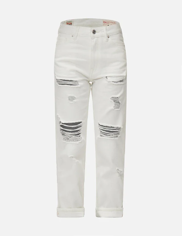 Camouflage Kamon Embroidered Relax Fit Jeans Sleek Women's Metallic