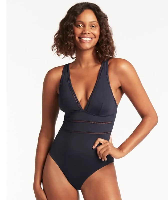 Sea Level Eco Essentials Spliced B-Dd Cup One Piece Swimsuit - Night Sky Edgy Women's Punk Sea Level Eco Essentials Spliced B-Dd Cup One Piece Swimsuit - Night Sky Edgy Women's Punk