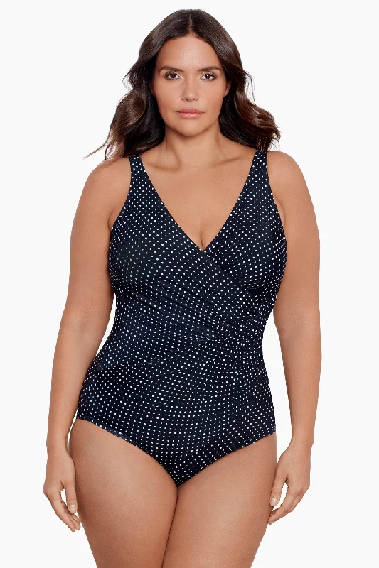 Plus Size Pin Point Oceanus One Piece Swimsuit Relaxed Women's Beachy