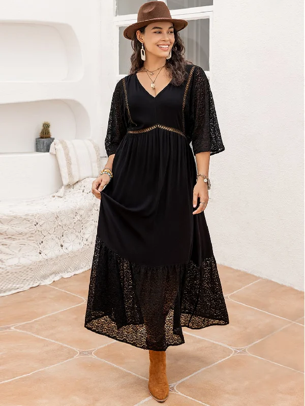 Plus Size V-Neck Half Sleeve Midi Dress Sporty Women's Tennis