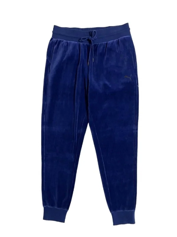 Women's Velour Drawstring Jogger Pants In Blue Adventure