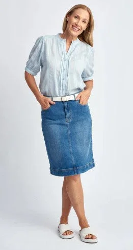 Denim mid skirt Streetwear Style for 