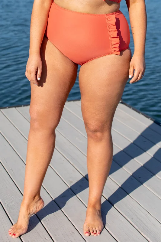 Swimming At Sunrise Swim Bottom, Hot Coral Rugged Women's Outdoor 