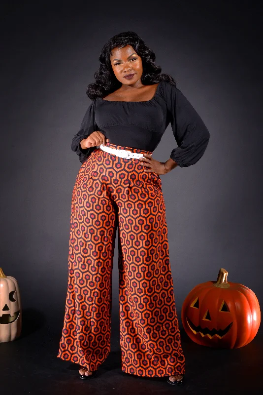 Dietrich Vintage Wide Leg Palazzo Pants in Hotel Hexagon Print 32" Inseam | Laura Byrnes Designs Laid - back Women's Style Dietrich Vintage Wide Leg Palazzo Pants in Hotel Hexagon Print 32" Inseam | Laura Byrnes Designs Laid - back Women's Style