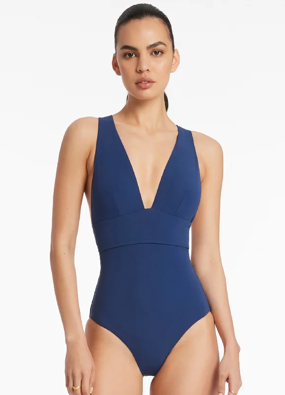 Jetset Plunge Tie Back One Piece - Pacific Blue Artistic Women's Avant - 