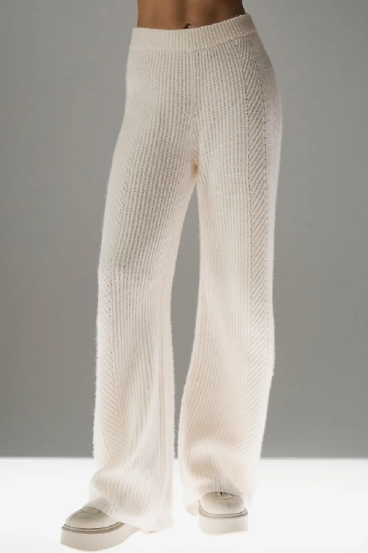 Winter Magic Cashmere Wide Leg Pant - Ivory Monochromatic Office Style