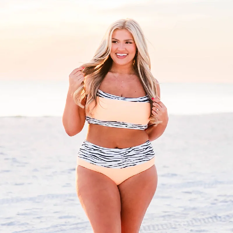 Hidden Islands Swim Bottom, Orange/Zebra Artistic Women's Hand - painted