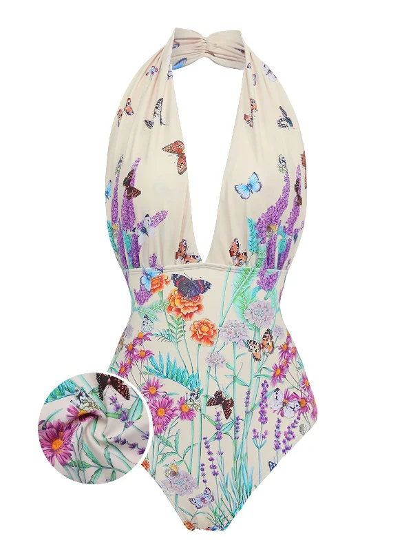 Butterfly Halter One-Piece Bikini Set Stylish Women's Neon