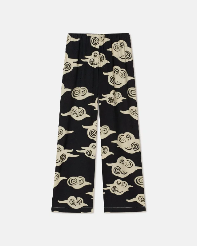 Brenda - Printed Crepe Pants - Cloud Black/Creme Geometric