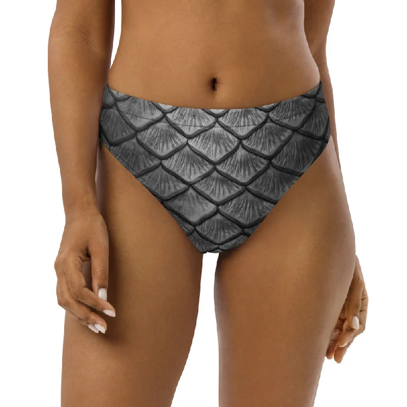Starcrossed Silver Recycled High-Waisted Bikini Bottom Earthy Women's 