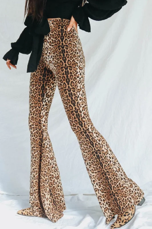 Prowling In Leopard Print Flared Pants Earthy Women's 