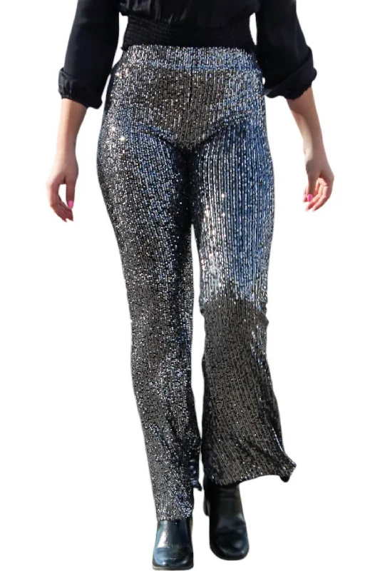 Seminole Sequin Pants In Black/silver Classic Women's Pin - striped