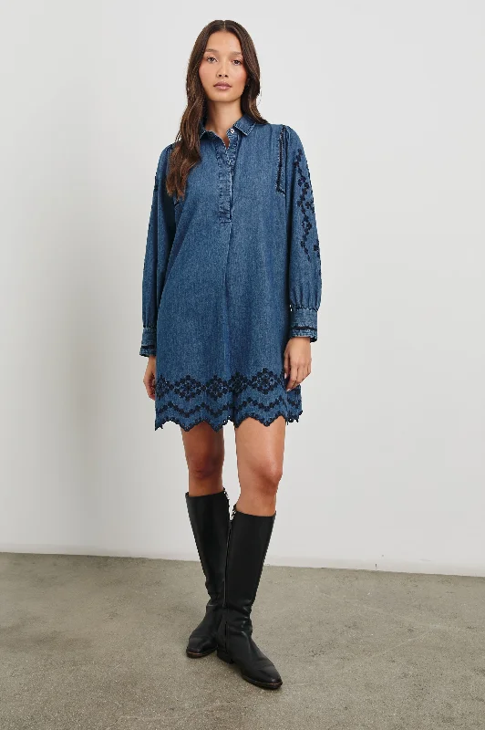 FERNANDA DRESS - DARK VINTAGE WASH Refined Women's Hand - crafted