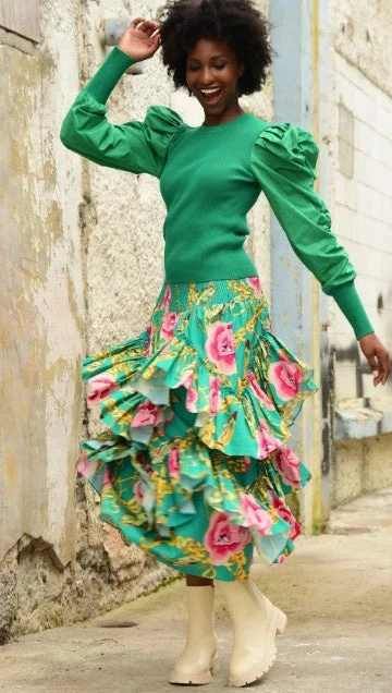 Now you V skirt green Laid - back Women's Style