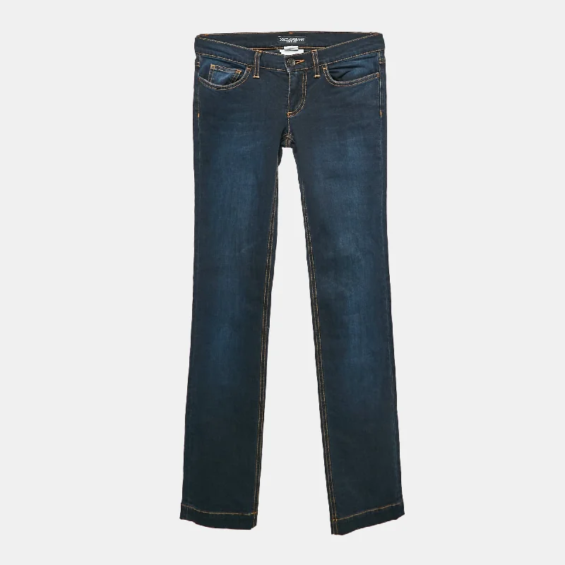 Dolce & Gabbana Blue Faded Denim Girly Jean Geometric