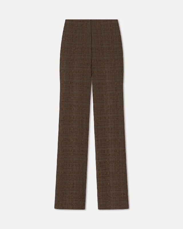 Juna - Seersucker Pants - Dark Brown Relaxed Women's Beachy