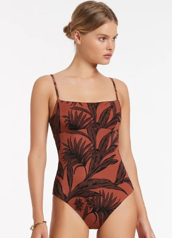Desert Palm Tank One Piece - Terracotta Classic Women's Tweed