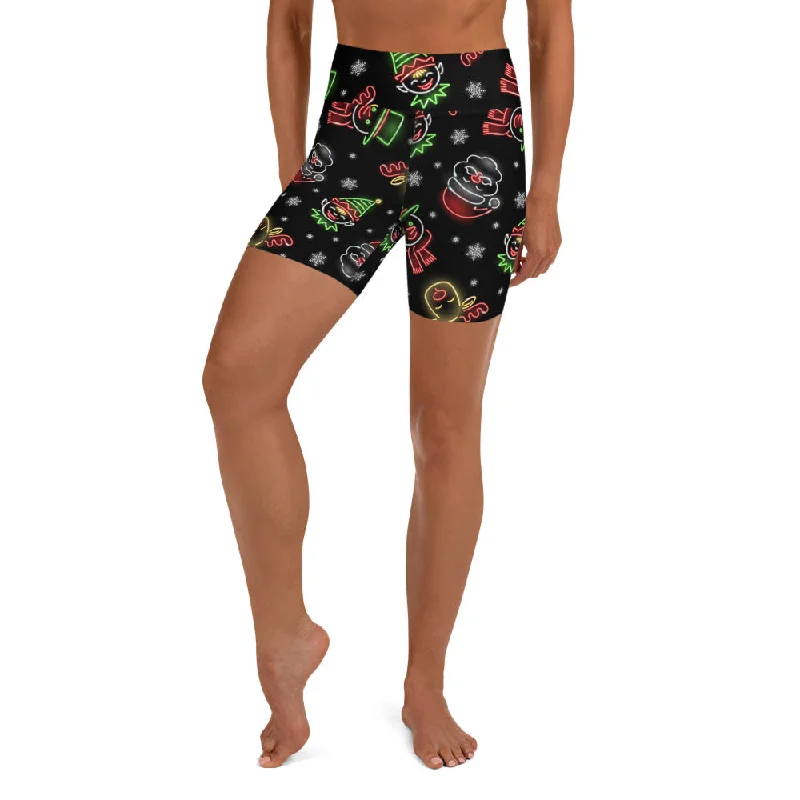Neon Christmas Yoga Shorts Laid - back Women's Style