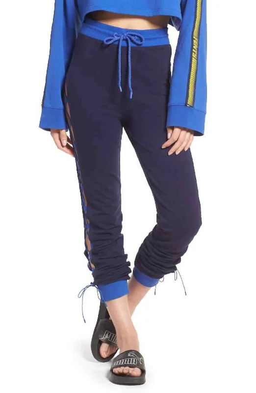Fenty Rihanna Side Lace-Up Jogger Pants In Blue Youthful Women's Pop