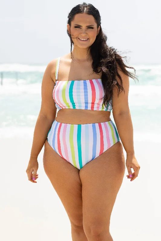 Feeling Fine And Sandy Swim Top, Rainbow Monochromatic Office Style